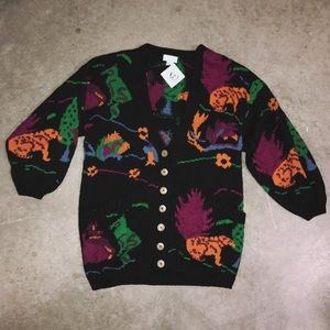 XL oversized Animal print knit cardigan VINTAGE